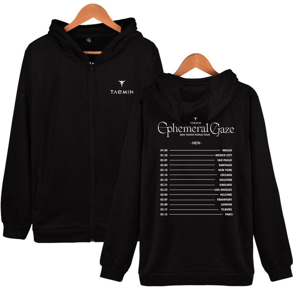 Autumn/Winter Zipper Cardigan Men Women's Casual Sweatshirt Taemin Ephemeral Letters Printed Hoodie Fashion Hip Hop Street Apparel