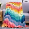 Rainbow Wave Lightweight Microfiber Soft Christmas Fleece Blanket Warm Cozy Throw for Bed Sofa Office Travel All Season