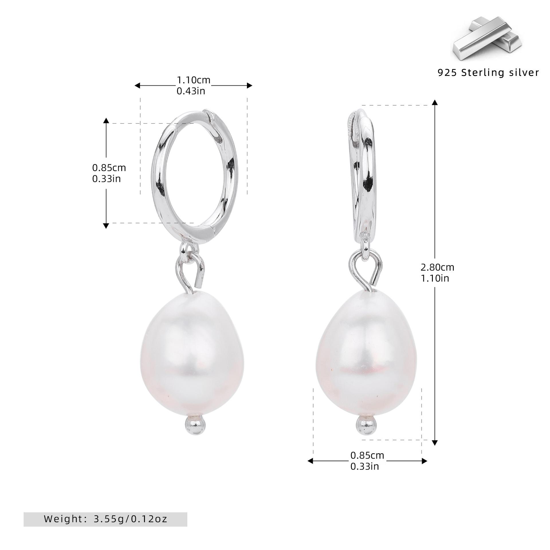 Meier New s925 sterling silver irregular pearl ear cuff baroque earrings small hoop earrings 925 silver