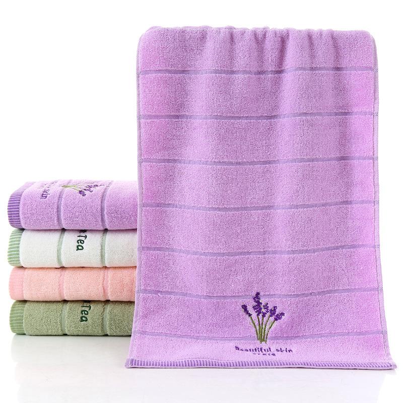 Soft Striped Green Tea Terry Towels for Adults Face Hand Towels Bathroom Camping Yoga Towel