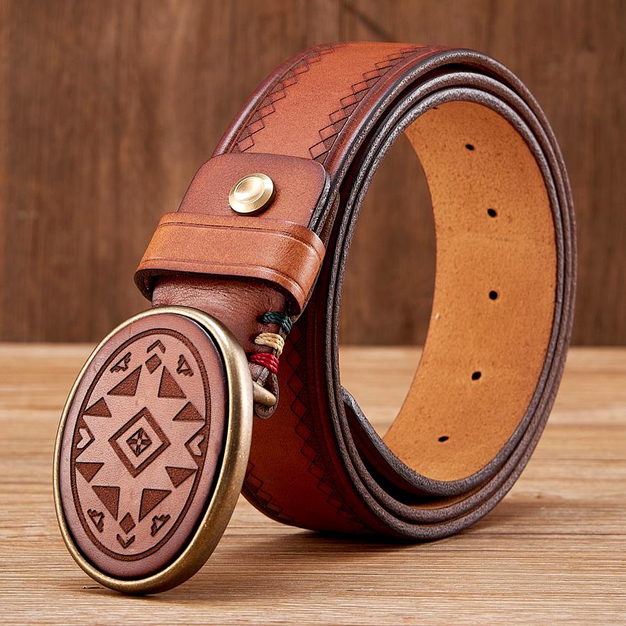 

Высококачественный Настоящий Натуральный Кожаный Ремень Роскошный Гладкий Пряжка Ремень Чистая Коровья Кожа Гравировка Ремешок Мужской Ковбойский Джинсы для Мужчины 105CM хаки