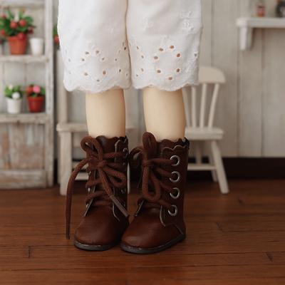 1 Pair High-top Obitsu 11 Doll Leather Boots 4-holes Mini 1/6 Bjd Doll Leather Shoes Cute Fashion 1/6 Bjd Doll Boots Children