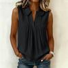 Women Sleeveless V Neck Blouse with Ruffle Collar Casual Loose Fit Summer Top Lightweight Soft Fabric