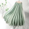 Spring Summer Cotton Linen Maxi Skirt Women Casual Elastic High Waist Pleated A-Line Beach Skirts Boho