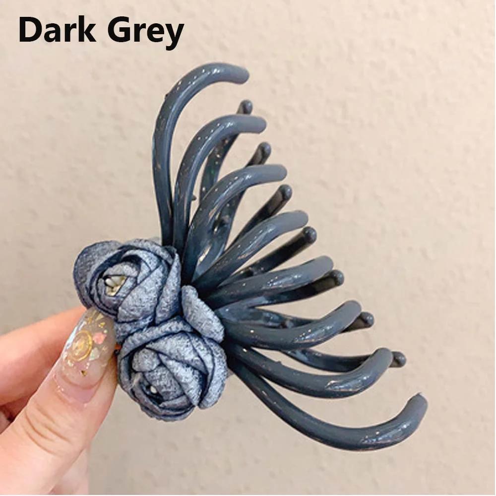 Camellia Hairpin Grasping Clip Large Hair Clip Headwear for Women Back of Head Spoon Coiled Hair Medium Hair Grabbing Clip