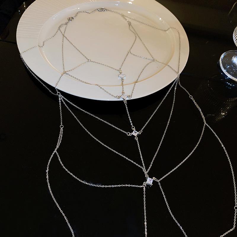 

Многослойное геометрическое ожерелье из циркония — стиль «Нишевый холод» с элегантным европейским и американским шармом серебряный