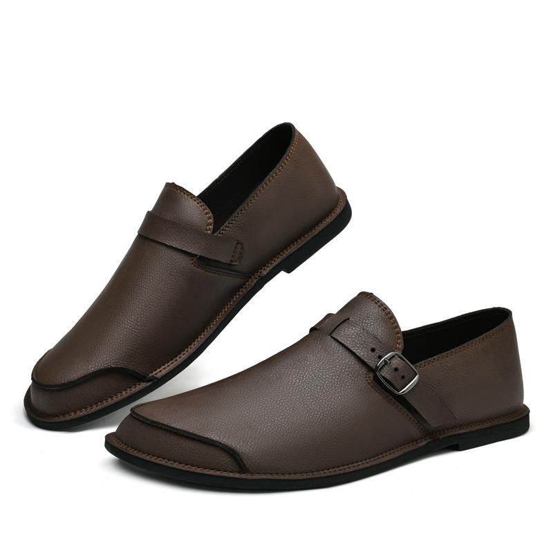 New Designer Loafers for Men Solid Color Casual Shoes Genuine Leather Slip on Flats Fashion Male Business Shoes Driving Footwear