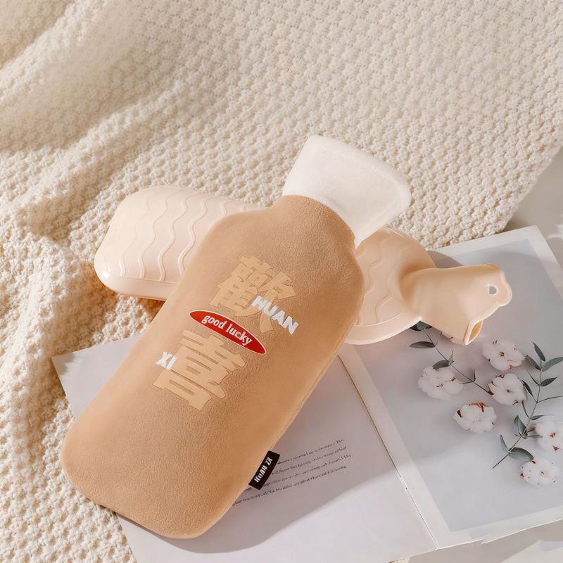 Large Plush-covered Hot Water Bottle with Waist Support and Thickened Rubber Hand Warmer Bag