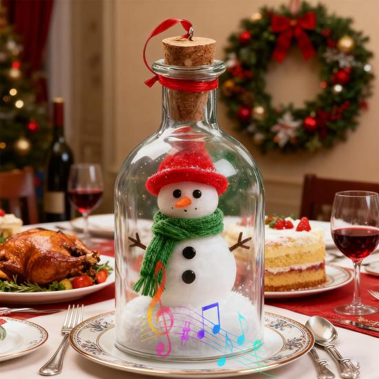 Christmas Snowman Message In A Bottle Recordable Voice Message Bottle Ornament Snow Scene In Nostalgic Bottle Decoration Holiday Keepsake Gift