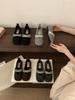 Französische Mary Jane Schuhe aus Samt mit Strasssteinen und flachem Boden für Damen, Herbst und Winter 2025, neue flauschige Einzel-Schuhe mit leichtem Ausschnitt, Damenschuhe