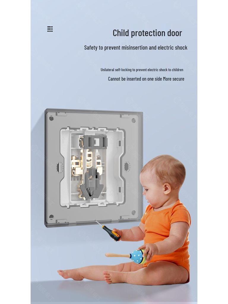 Bardzo cienki Typ 86 Jasnoszary 16A Pojedynczy Gang Podwójny/Wielokrotny Wyłącznik Gniazdo