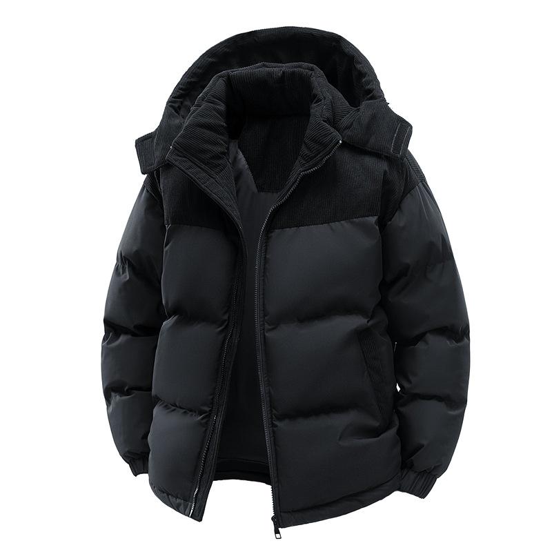

Men s Windproof Corduroy Hooded Jacket - Warm Cotton, Winter Bestseller 2XL чорний