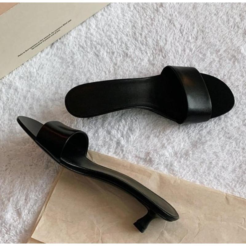 

New Designer Summer Open Toe Slip on Women Slippers Ladies Elegant Dress Street Style Thin Heel Slides Sandals 40