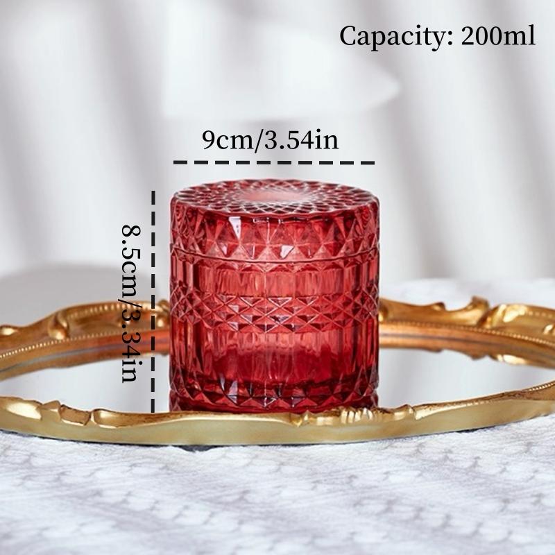 Multicolor Crystal Glass Storage Jar,Candy Glass Jar with Lid Aromatherapy Candlestick Container Home Dressing Table Decoration