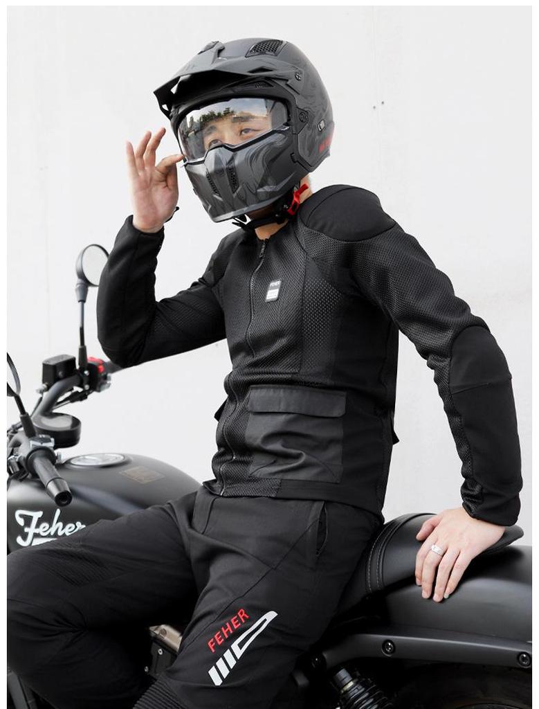 FEHER Damen Atmungsaktiver Mesh Motorrad-Rüstungsanzug - Sommer-Fahrten Sturzschutz Rennbekleidung