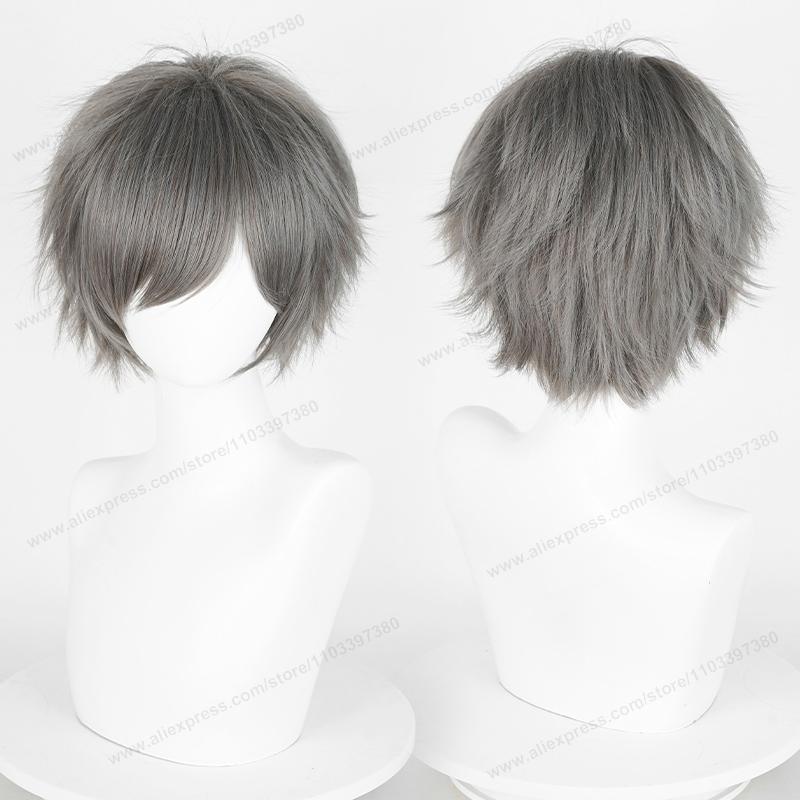 Anime 30cm Short Straight Cosplay Wig Black White Green Brown Purple Blue Gray Red Gold Man Women Heat Resistant Synthetic Hair