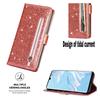 Zipper Flip Wallet Glitter Leather Case for iPhone 16 15 14 13 12 11 Pro Max XS XR 8 7 Plus SE 16E Mini Bling Stand Phone Cover