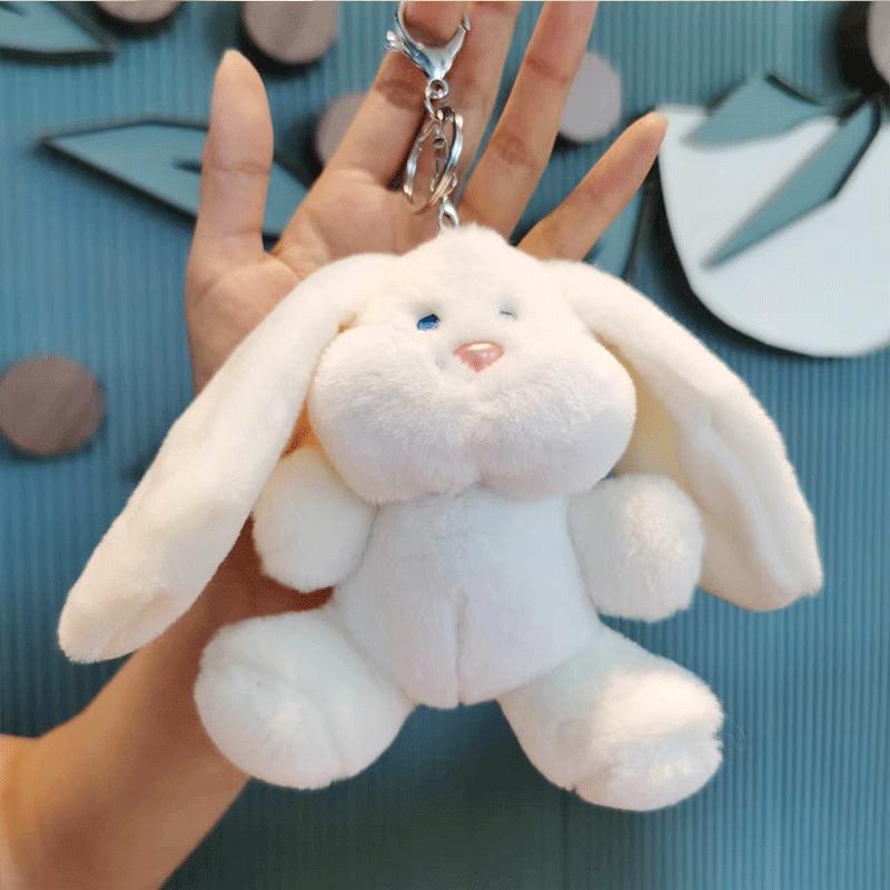 Plush Cute Bunny Keychain Animal Soft Doll For Couples And Bags 15cm Beige