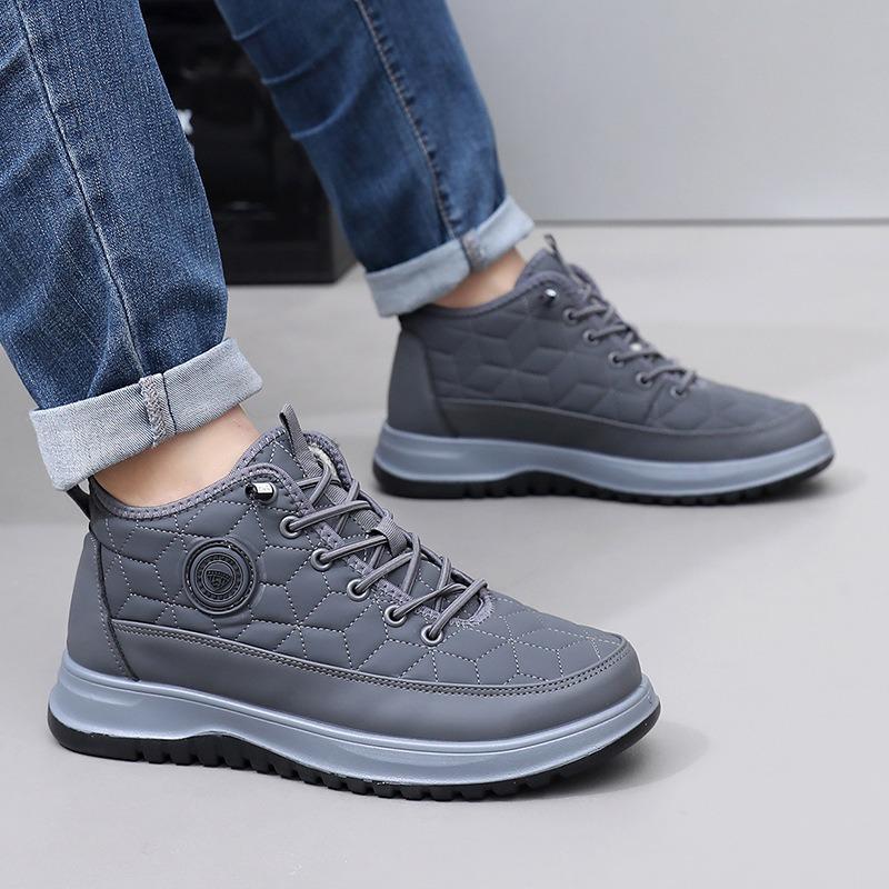 New Snow Boots with Fleece and Thickened Warmth, High-top Lace-up Men's Shoes, Casual and Sporty Devotion