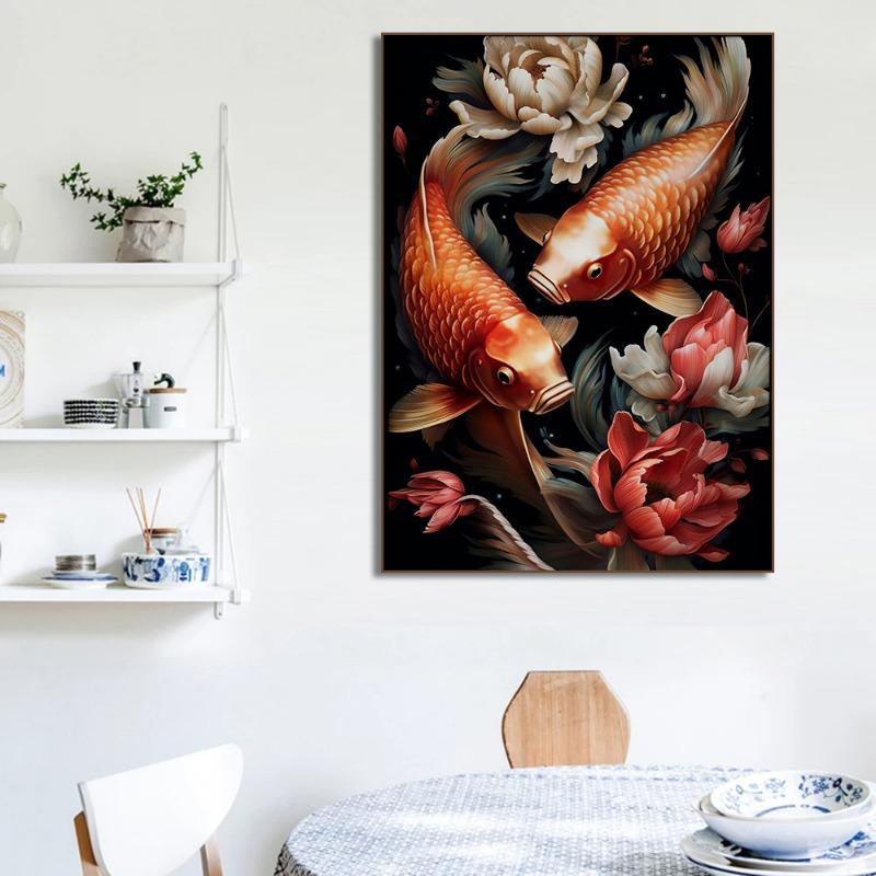 Japanese Colorful Carp Koi Fish Posters and Prints Canvas Printing Retro Wall Art Picture for Living Room Home Decor Gifts