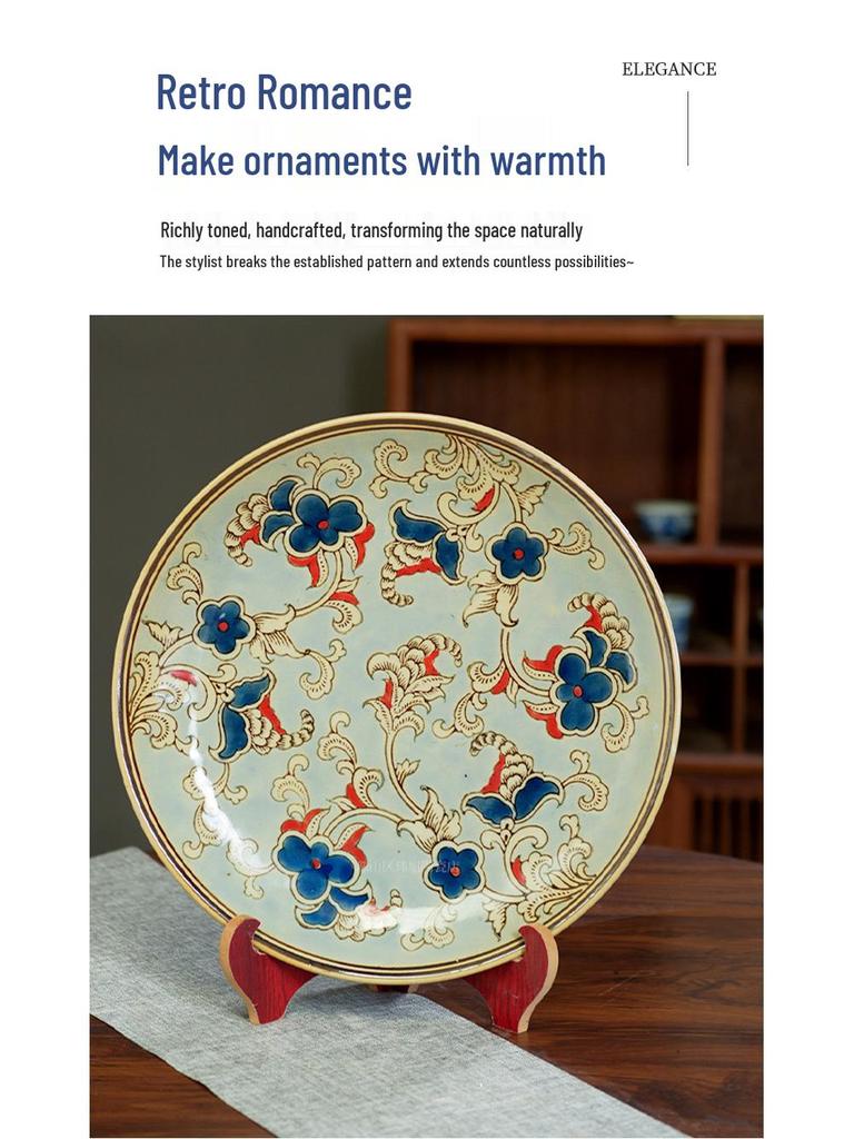 Blue and White Linglong Deep Ceramic Plate - High-End Retro Tea Tray Dish for Home Use
