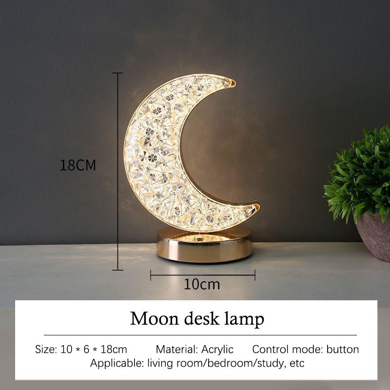 Moon Star Led Night Light Rechargeable Crystal Table Lamp Touch Switch Dimmable Ramadan Room Decor Ambient 3D Moon Lamp Eid Gift