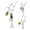 Women Necklace Cocktail Glass Shape Charm Necklace with Olivine Inlay Adjustable Length Weddings Parties