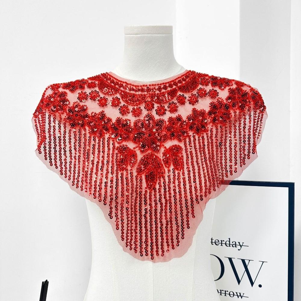 Heavy Duty Frontal Rhinestone Applique Embroidery Lace Fabric Sticker  Women's Accessory Patch