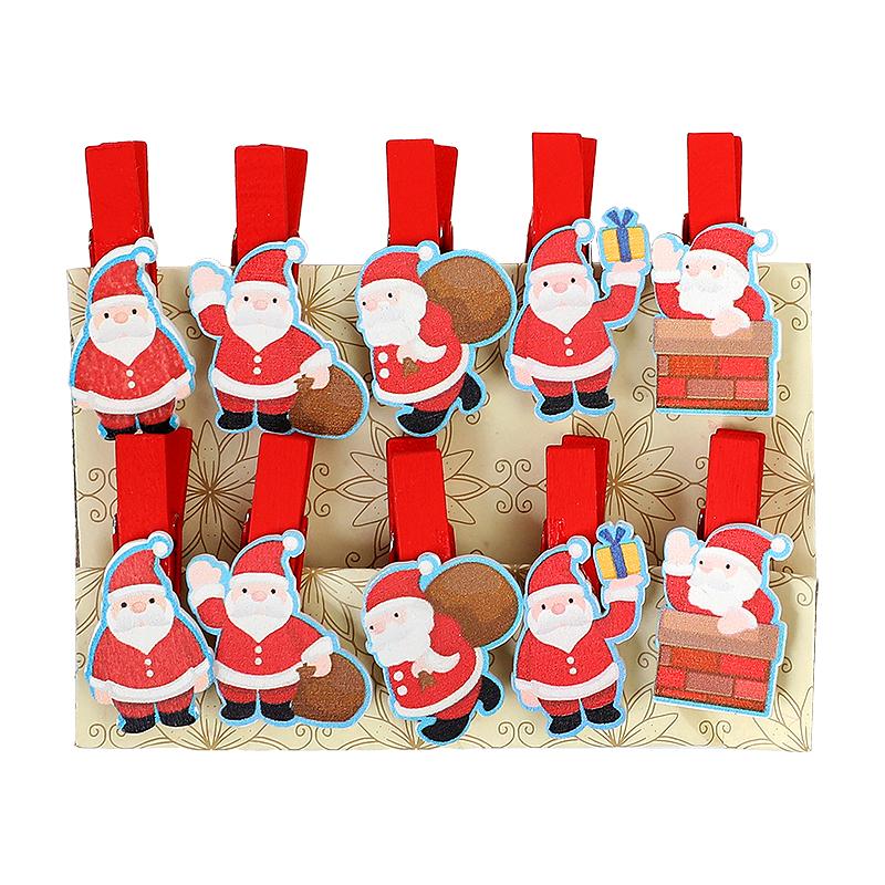 10 ks vánoční dřevěné spony Domácí závěsné foto nástěnné dekorace DIY ručně vyráběné výrobky 2025 novoroční party potřeby Navidad dětský dárek
