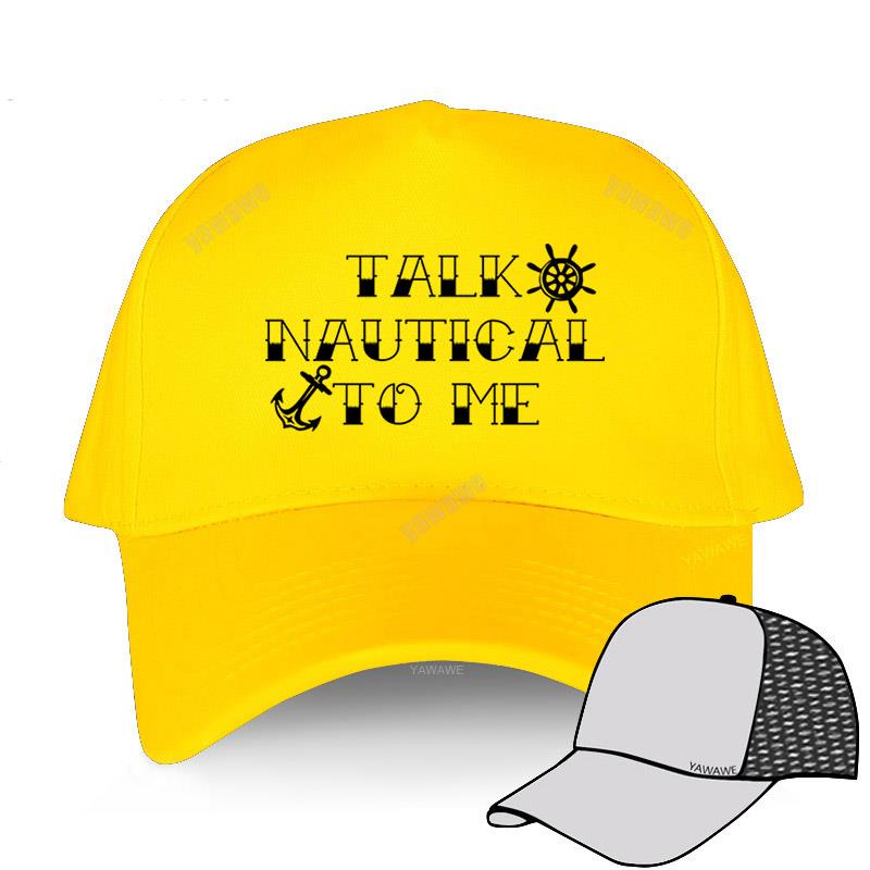

Мужская хлопковая бейсболка, шляпы в стиле хип-хоп, Talk Nautical To Me, яхта, парусная лодка, снаряжение, подарок на день рождения, модный принт, унисекс, шляпа Snapback Adjustable