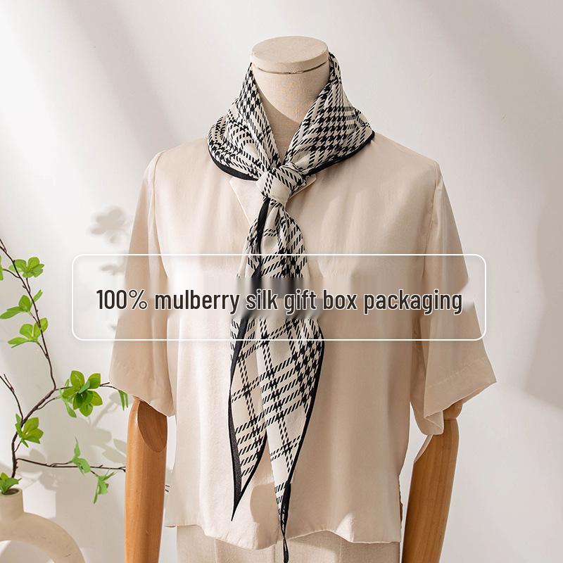 Elegant Versatile 100% Mulberry Silk Scarf: Autumn Women's Crepe de Chine Sunscreen Shawl