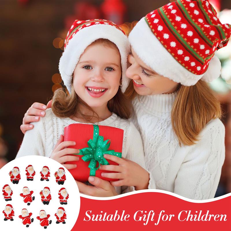 12pcs Mini Lovely Santa Claus Statue Ornament SantaClaus Figurine Christmas Garden Landscape Santa Claus Decor Xmas supply