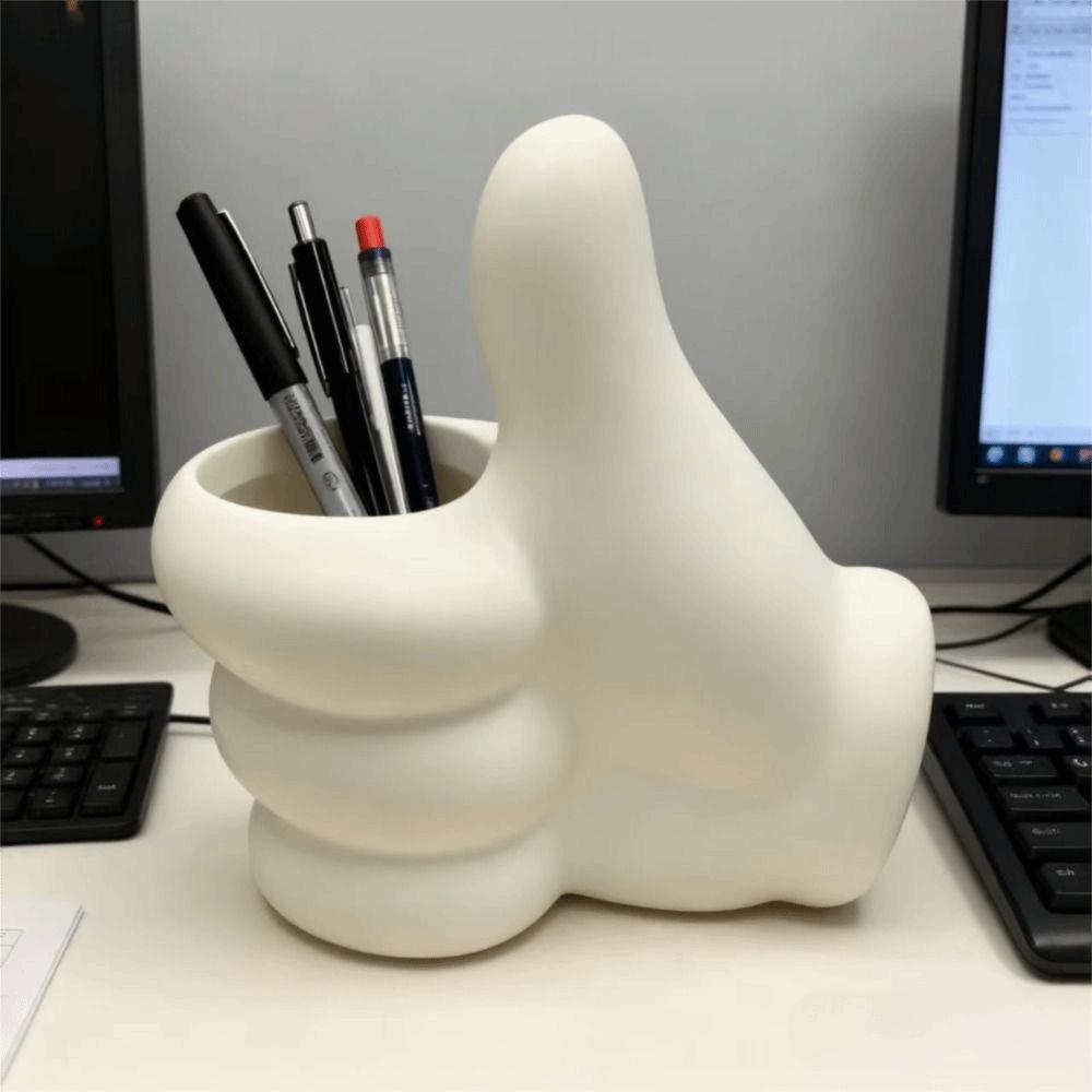 Creative Design Storage Ornament Cute Cartoon Desktop Ornament Thumbs Up Pen Holder  Office Decor