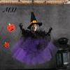 Halloween Holiday Decoration Witch Doll Decoration, Spooky Ghost Pumpkin Hanging Festive Ornament with Gauze Skirt for Indoor Outdoor Party Decor