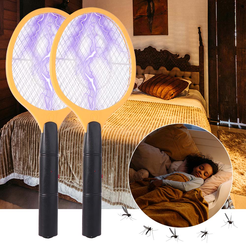 Handheld Electric Mosquito Swatter Battery Powered Insect Bug Zapper Household Fly Swatter Night