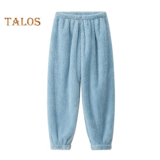 

Зимові піжамні штани, товсті плюшеві, еластична талія, вільний дизайн, що зберігає тепло, універсальний домашній одяг. M світло-синій колір