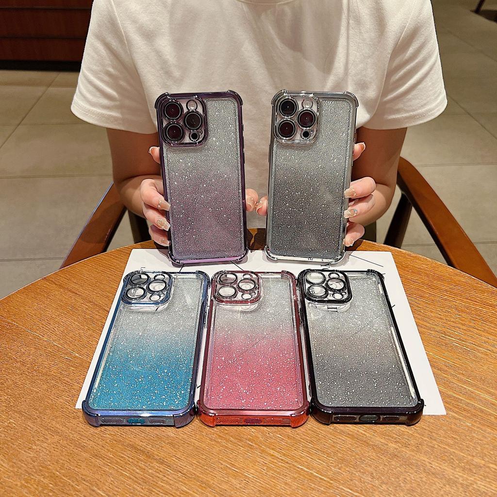 Applicable to Apple 16 glitter electroplating mobile phone case iPhone15Pro four corners anti-drop lens film protection