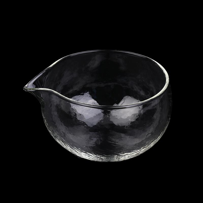 1Pc Textured Glass Matcha Bowl With Pouring Spout Japanese Style Green Tea Ceremony Tea Bowl Song Dynasty Tea Tools
