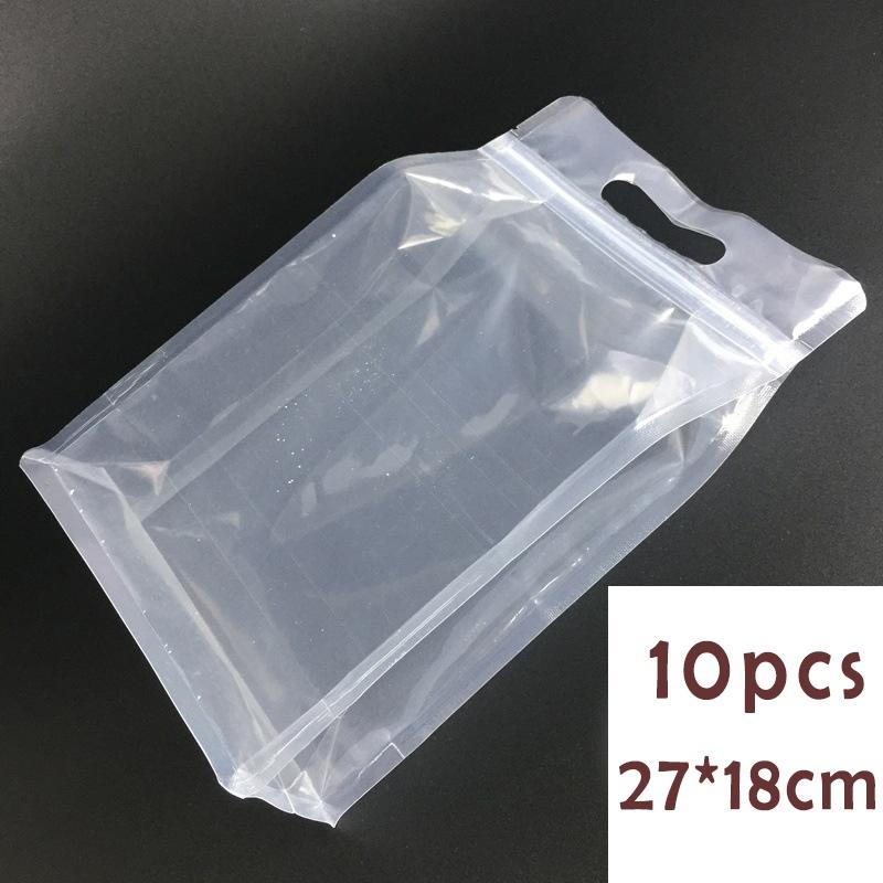 10 Pcs/pack PE Pouch Packaging Zipper Bag Clear Rice Beans Storage Zip Bags Saran Wrap Plastic Bags Size:27*16 Cm