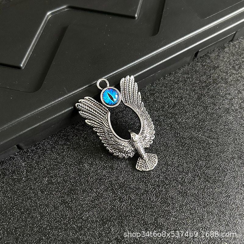 Retro Devil's Eye Pendant: Winged Eagle Stainless Steel Necklace for Men