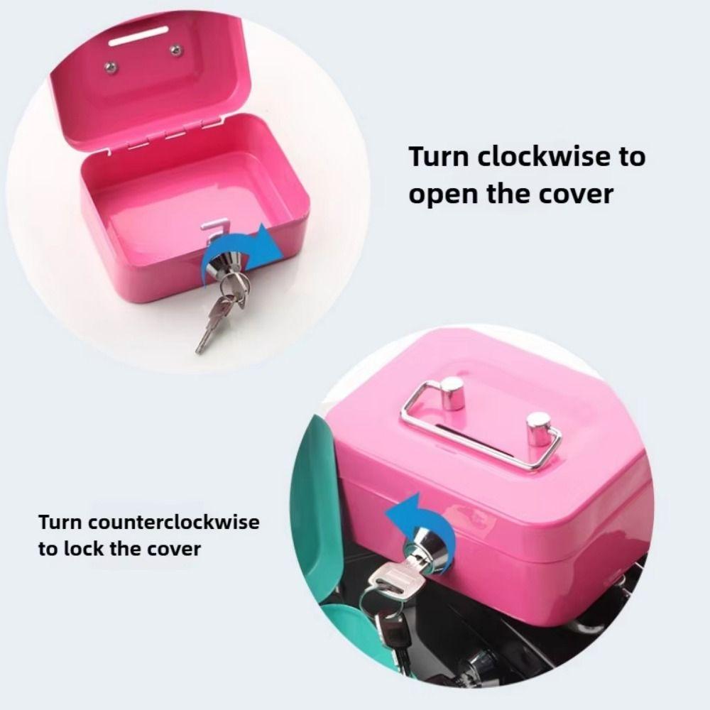 Mini Lockable Cash Box Metal Lock Box Coin Box Money Saving Box  Home Use