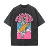2026 Vintage Skeleton Surfer Endless Summer Graphic Black Acid Washed T Shirt Pink Beach Palm Tree Retro Cartoon Oversized Unise