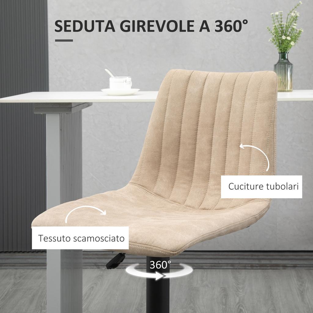Bar Stools Set of 2 Pieces with Adjustable Height, in Steel and Polyester, 47.5x57.5x95-116 cm, Brown