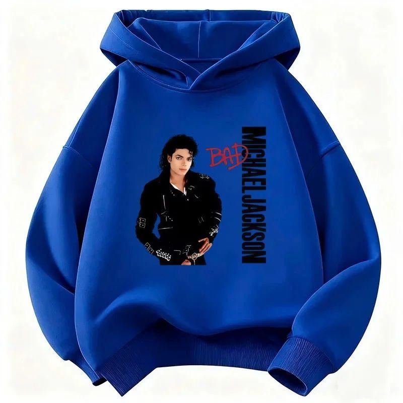 2026 Nuovo Felpa con Cappuccio Stampata Michael Jackson Moda Autunnale Casual da Esterno Felpa Manica Lunga Larga Streetwear per Bambini