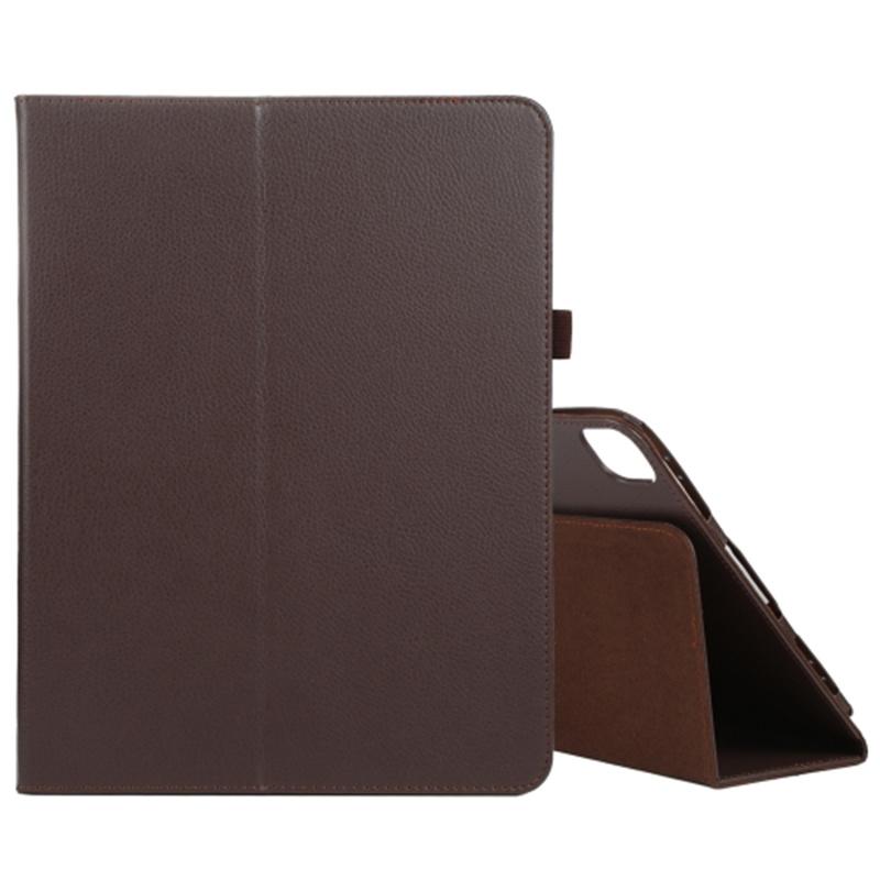

For iPad Pro 13 (2024) Case Bi-Fold Stand Leather Tablet Cover Litchi Texture Brown
