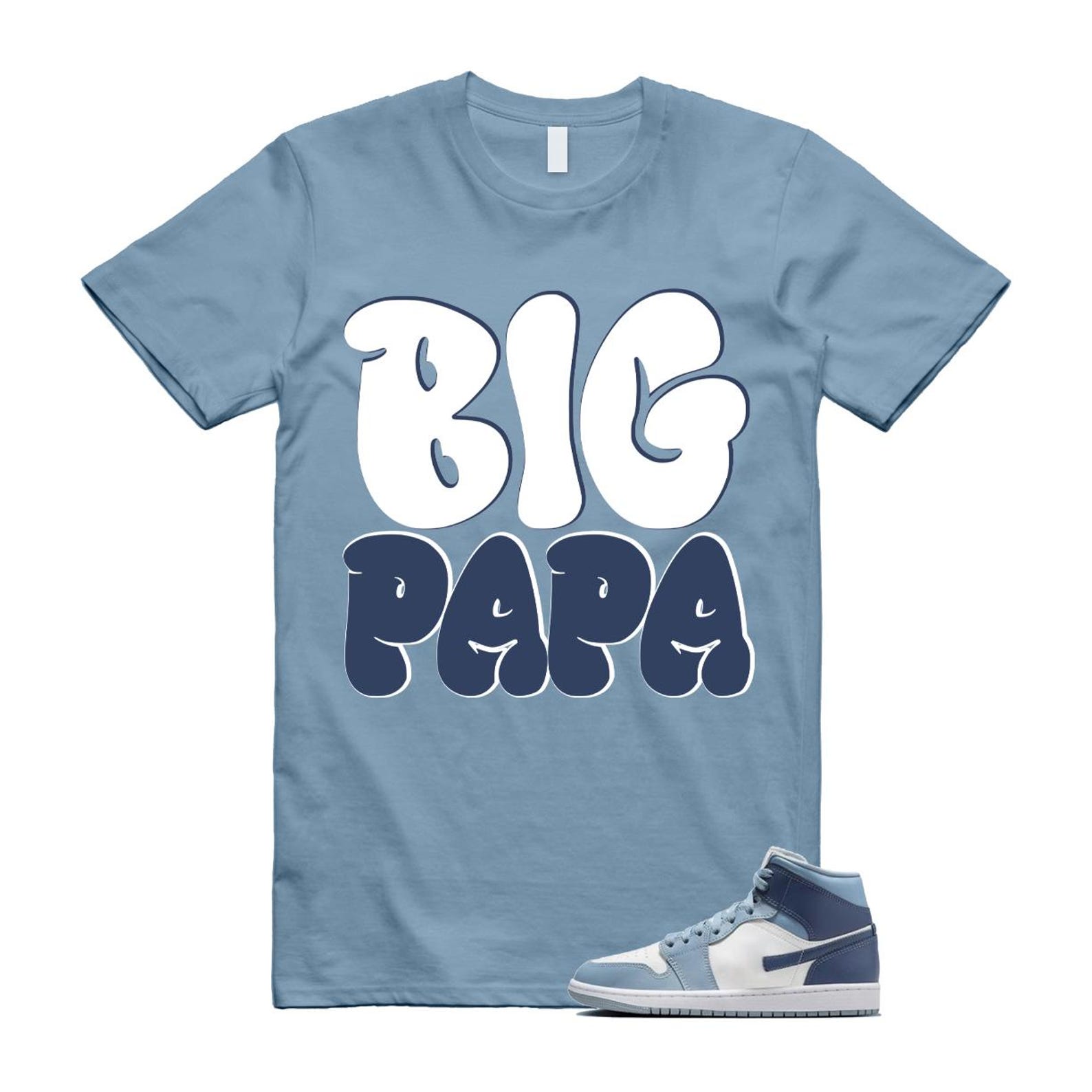1 Diffused Blue Grey White Mid T Shirt Match PAPA XL