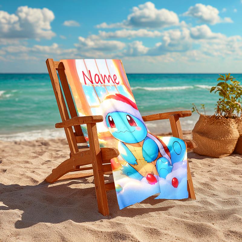 Personalized customized proof beach towel with Pokémon pattern - soft, absorbent,quick-drying,perfect swimming,camping&bathing