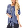 2026 Women's Fashion Wish Summer New Round Neck Short Sleeve Loose T-Shirt with Knotted Hem