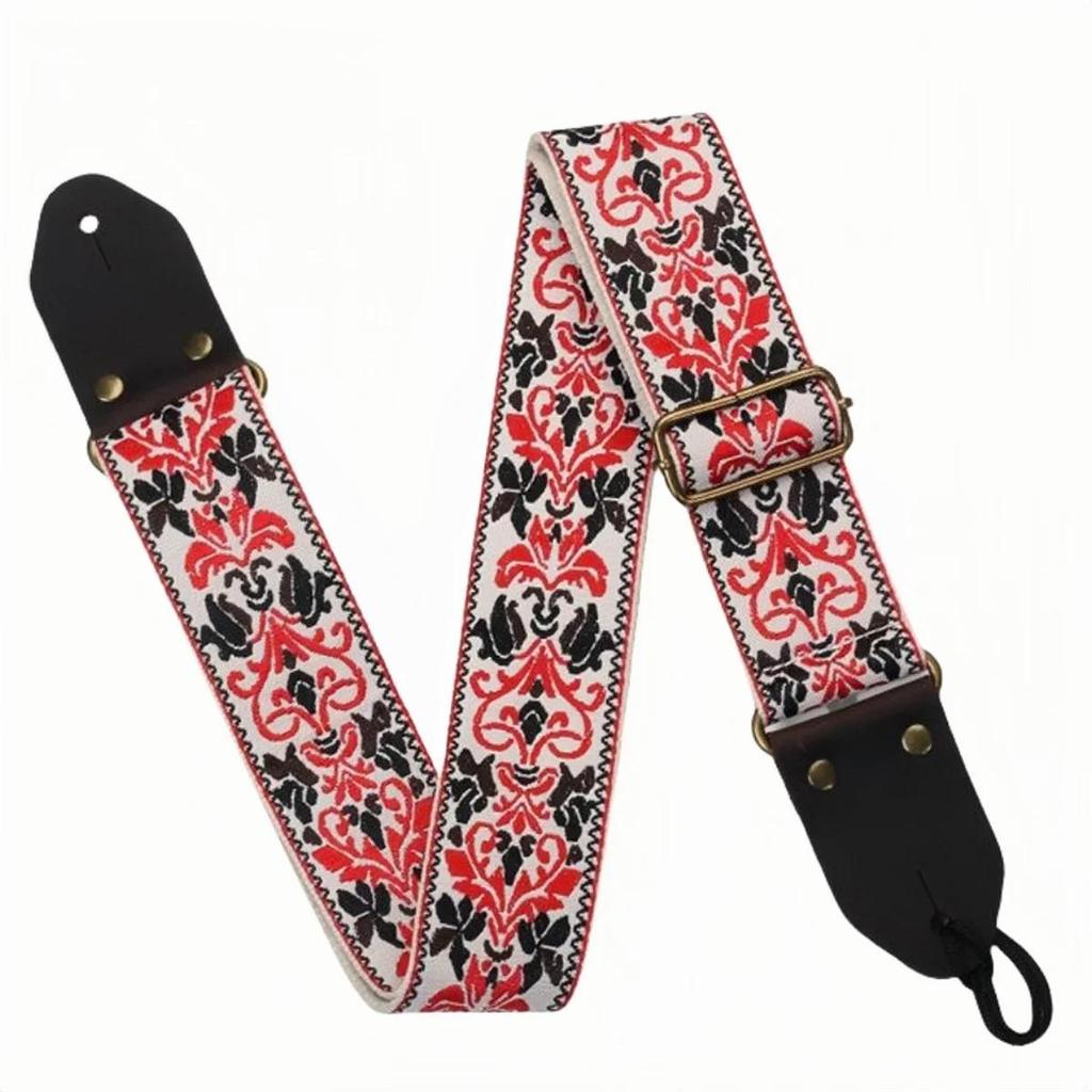 Guitar Strap Embroidery Bohemian Style Adjustable Cotton Ukulele Shoulder Belt
