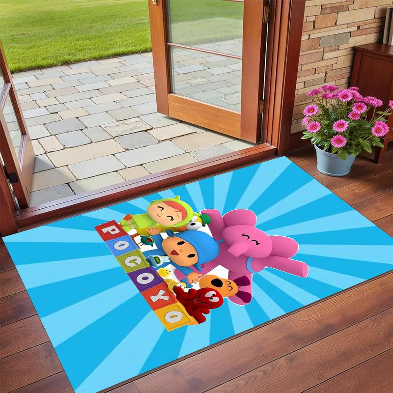 Anti‑Slip Crystal Velvet Floor Rug, Pocoyó cartoon Design Carpet for Indoor Living Bedroom Home Decoration